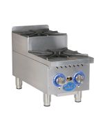 Globe GHPSU212G 12" 2-Burner Step-Up Gas Hot Plate | Natural Gas