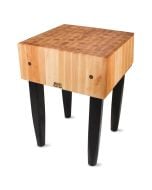 John Boos PCA1 Butcher Block Island Table 18" x 18" with Black Legs