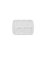 10" x 15" Compartment Trays for School Cafeteria | Pure White (1 Dozen)