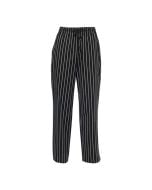 Winco UNF-3CM Chef Pants, Black with Chalkstripe, Medium