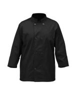 Tapered Fit Chef Coat, Long Sleeve, Medium, Black