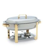 6 Qt. Oval Chafer with mirror finish and gold accents