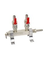 2-Way CO2 Beer Gas Distributor Manifold w/ Safety for 2 Kegs