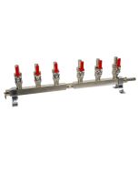 American Beverage 6-Way Gas Manifold Gas Distributor Bar | With Safety