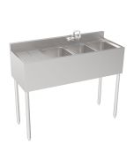 Krowne 18-43R Silver Series Three Compartment Sink 48" W x 18.5" D with Left Drainboard