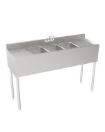 Krowne 18-53C Silver Series Three Compartment Sink 60" W x 18.5" D with Left and Right Drainboards