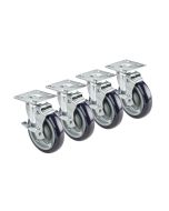 Krowne 28-116S Royal Series Plate Casters 3-1/2" x 3-1/2" Plate 3" Locking Wheels