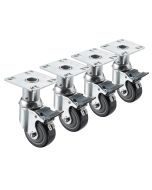 Krowne 28-135S Heavy Duty Adjustable 6"-7" Height Plate Casters 3" Wheel 3-1/2" x 3-1/2" Plate Swivel Lock