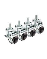 Krowne 28-140S Threaded Stem Casters 1/2"-13 Stem 3" Locking Wheels