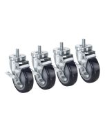 Krowne 28-144S Threaded Stem Casters 1/2"-13 Stem 4" Locking Wheels