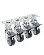 Krowne 28-160S Adjustable 6"-7" Height Plate Casters 3" Wheel 2-3/8" x 3-5/8" Plate Swivel Lock