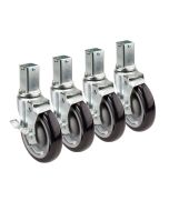 Krowne 28-172S 1" Square Post Shelving Casters 5" Locking Wheels 6" Lift