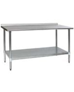 Budget Stainless Steel Work Table with 1-1/2" Backsplash & Galvanized Shelf | 24" x 60" | Eagle Group UT2460B