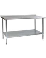 Deluxe Stainless Steel Work Table with 1-1/2" Backsplash & Galvanized Undershelf | 24" x 36" | Eagle Group UT2436EB