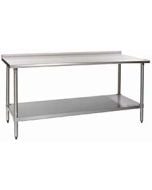 Spec-Master Stainless Steel Work Table with 1-1/2" Backsplash & Galvanized Shelf | 24" x 96" | Eagle Group UT2496E