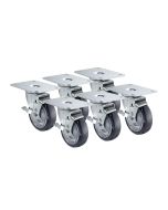 Krowne 28-194S Plate Casters 4" x 5" Plate 4" Wheel Brake