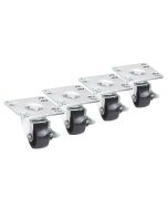 Krowne BC-132 Low Profile Plate Casters 2" Wheel Brake 3" Lift