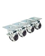 Krowne BC-134 Plate Casters 3" Wheel Brake 4" Lift