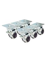 Krowne BC-135 Plate Casters 3" Wheel Brake 4" Lift