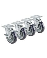 Krowne BC-138 Plate Casters 5" Wheel Brake 6" Lift