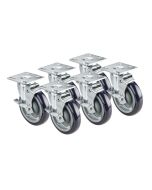 Krowne BC-139 Plate Casters 5" Wheel Brake 6" Lift