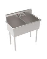 Krowne BS-1818-2 39" 2-Compartment Basin Sink with Faucet