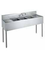 Krowne CS-1860 60" 3-Compartment Convenience Store Sink with Left & Right Drainboards