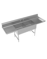 Krowne CS-2424-2-LR-LF 96" 2-Compartment Commercial Sink with Left & Right Drainboards