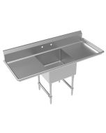Krowne CS-2424-LR-LF 72" 1-Compartment Commercial Sink with Left & Right Drainboards