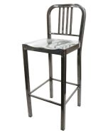 Metal Navy Barstool Welded Steel with Clear Coat Finish