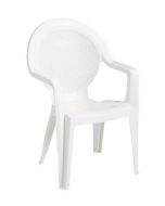 Grosfillex Trinidad White Stacking Armchair for Outdoor Use