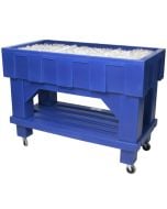Texas Icer Beverage Merchandiser Cooler Ice Bin on Wheels (140 Bottles) | Blue