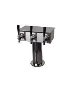 American Beverage 3 Faucet "T" Tower | Stainless 3" Round Base | Air-Cooled