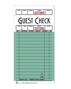 3-1/2 X 6-3/4 Paper Guest Check, 1 Pack