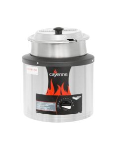 Vollrath 72430 Cayenne Round Countertop Warmer with 4 qt. Inset and Hinge Cover
