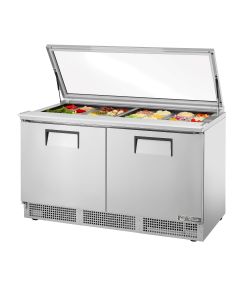 True Two Section Sandwich/Salad Prep Unit with Flat Glass Lid