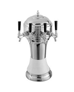 Perlick Roma 5 Tap European Beer Tower, White with Gold Trim
