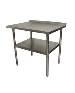 Stainless Steel Work Table 36" x 24" with Galvanized Leg, Undershelf, & Backsplash
