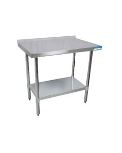 Stainless Steel Work Table 36" x 30" with Galvanized Leg, Undershelf & Backsplash