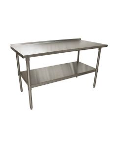 Stainless Steel Work Table 60" x 30" with Galvanized Leg, Undershelf & Backsplash