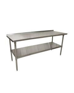 Stainless Steel Work Table 72" x 30" with Galvanized Leg, Undershelf & Backsplash