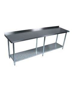 Stainless Steel Work Table 96" x 30" with Galvanized Leg, Undershelf & Backsplash