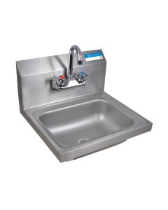 Wall Mount Hand Sink 14" X 10" X 5", w/ Splash Mount 4" Faucet, 3-1/2" Drain