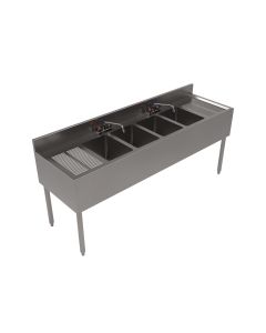 BK Resources UB4-21-472TS Four Compartment Underbar Sink, 72" W | Side View