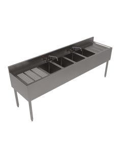 BK Resources UB4-21-484TS Four Compartment Underbar Sink, 84" W | Side Front View