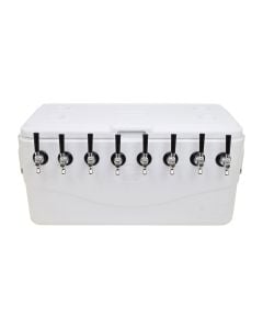 American Beverage High Volume 8 Faucet Jockey Box | 100 Qt Cooler | 50' Coils