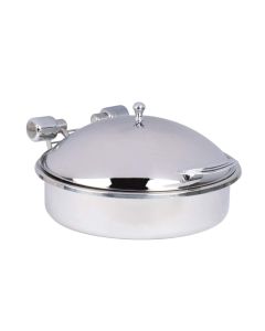 Vollrath 46123 6 qt. Intrigue Solid-Top Round Stainless Steel Induction Chafer with Stainless Steel Trim