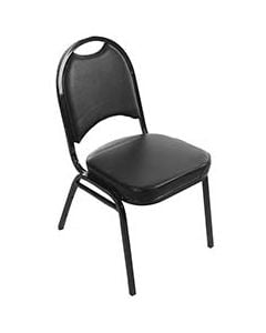 Oak Street Black Vinyl Stackable Banquet Chair w/ Padded Seat | Rounded Back