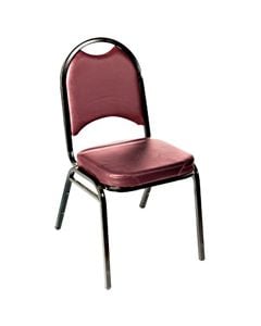 Oak Street Wine Vinyl Stackable Banquet Chair w/ Padded Seat | Rounded Back