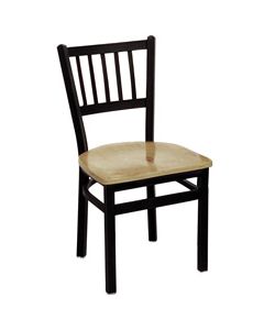 Oak Street Vertical Slat Back Dining Chair, Black Metal Frame | Choose Wood Seat Stain